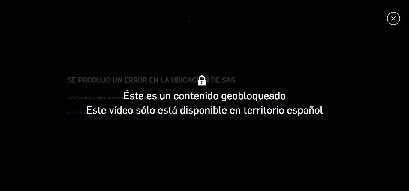 screenshot of Telecinco georestriction error