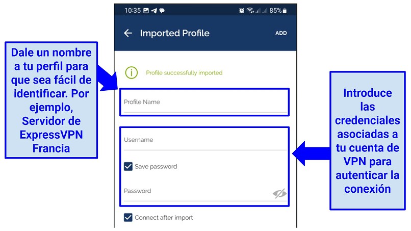 A screenshot showing it's easy to import an OpenVPN profile with OpenVPN Connect on Android