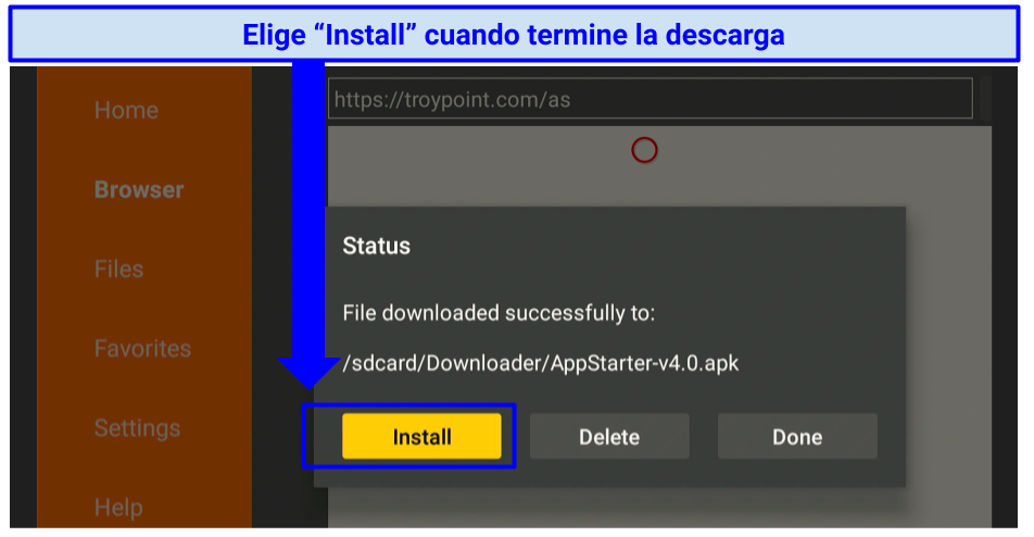 A screenshot showing it's easy to install AppStarter on Firestick with the Downloader app