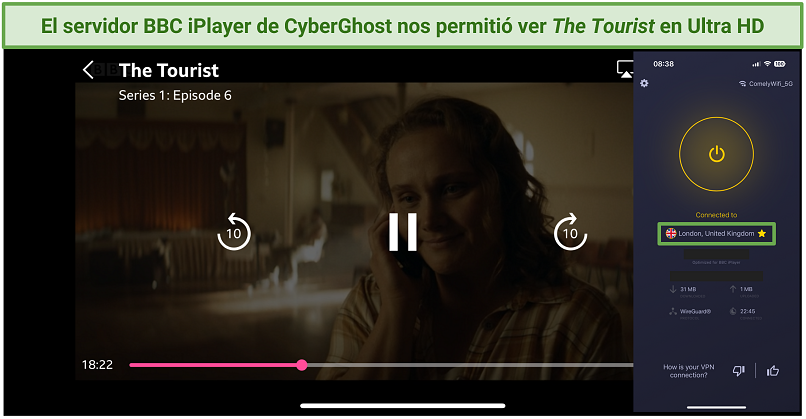 CyberGhost BBC iPlayer London server streaming The Tourist