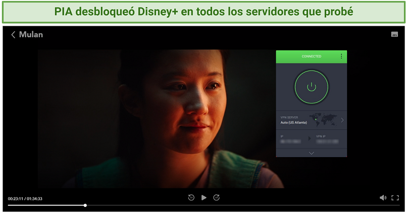 Image of Private Internet Access successfully unblocking Disney+