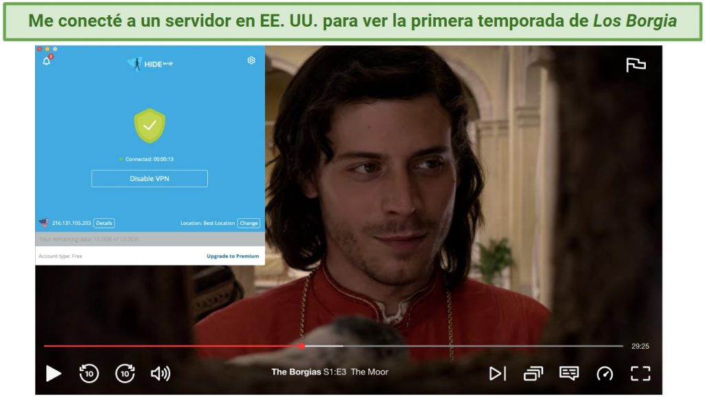 Screenshot of hideme unblocking Netflix US