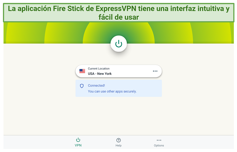 A screenshot of ExpressVPN's FireStick app user interface