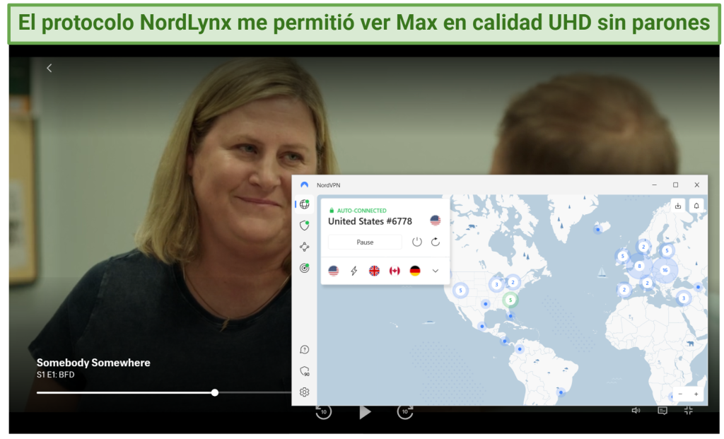 Watching Max with NordVPN's US server