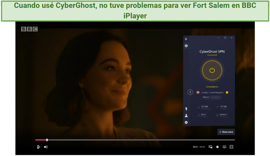 Image of CyberGhost successfully unblocking BBC iPlayer