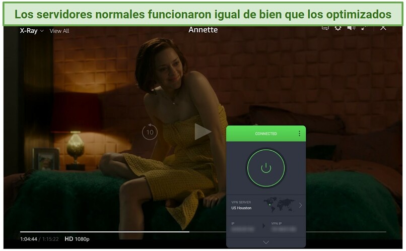 Screenshot of Amazon Prime Video player streaming Annette while connected to Private Internet Access