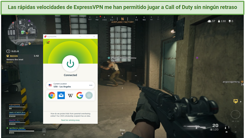 Graphic showing ExpressVPN with Call of Duty