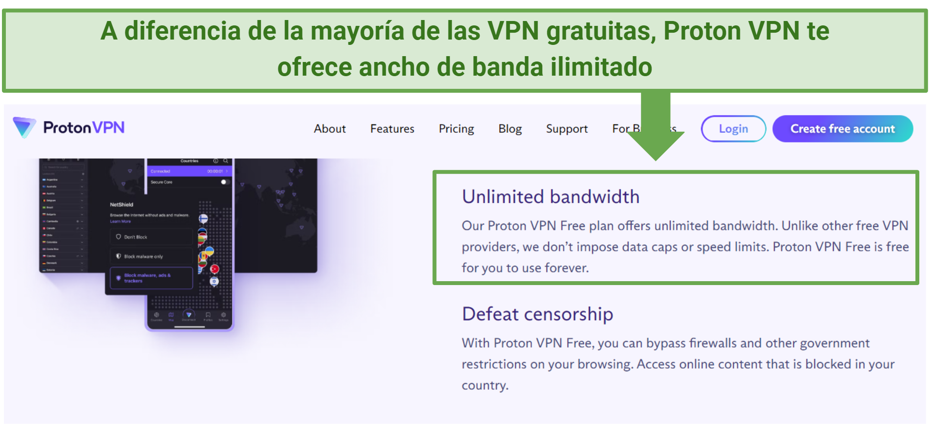 A screenshot showing Proton VPN's free plan doesn't cap bandwidth