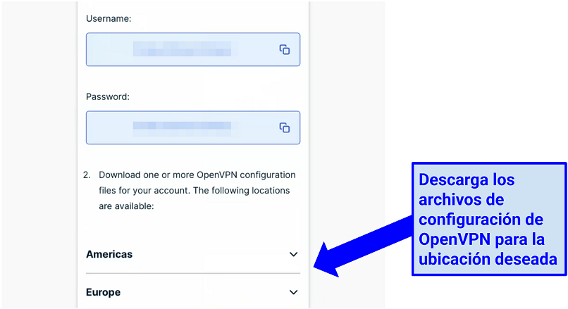 Imagen que muestra cómo descargar los archivos de configuración de OpenVPN de ExpressVPN