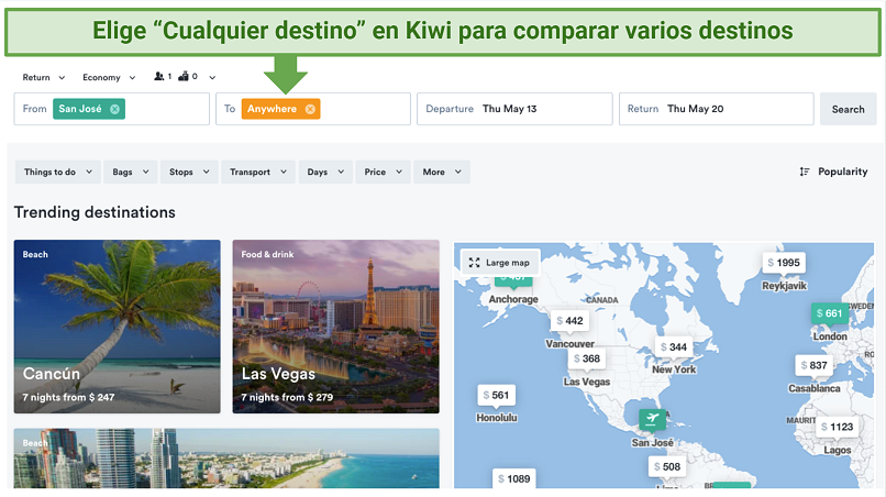 You can keep your options open and find the cheapest flights by selecting Destination: Anywhere on Kiwi