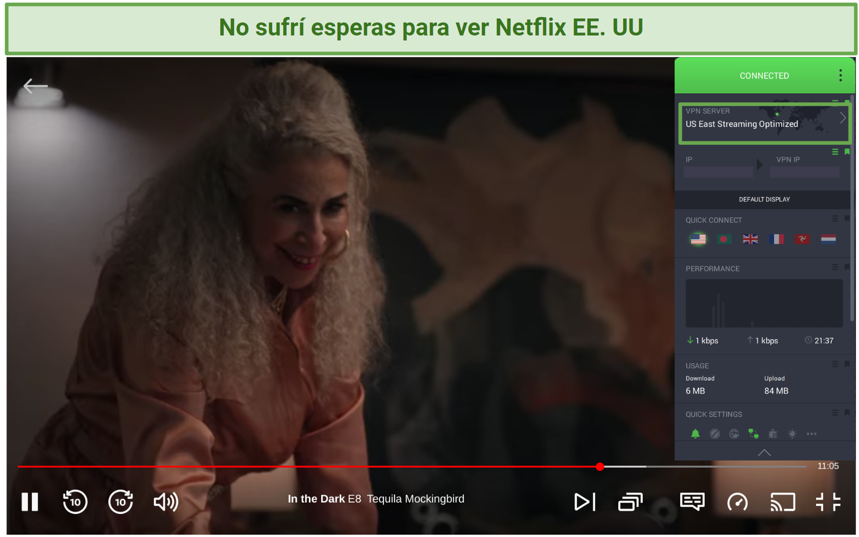 Screenshot of PIA unblocking US Netflix