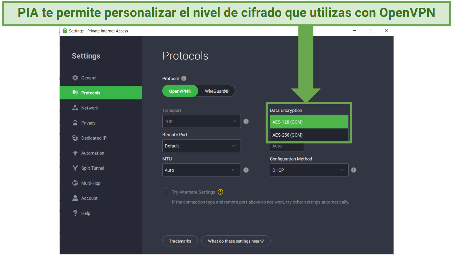Screenshot showing how to optimize your connection for Steam with PIA