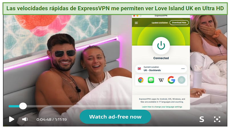 Graphic showing ExpressVPN with ITV