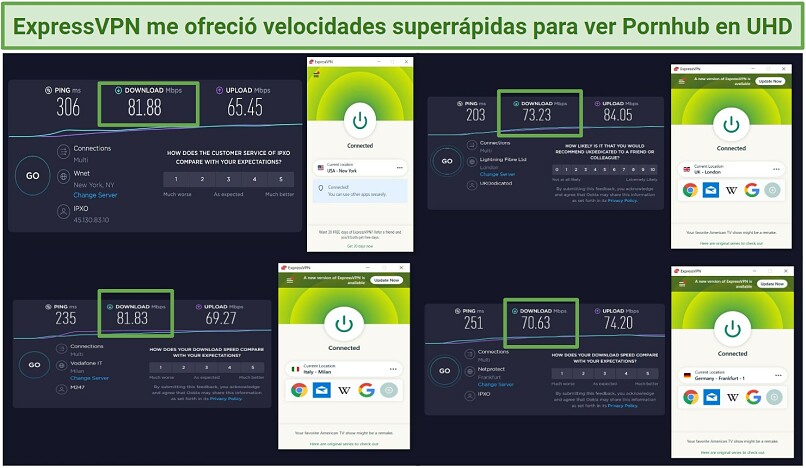 Screenshot of ExpressVPN speed test