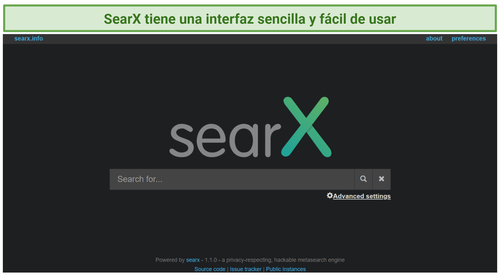 A screenshot showing SearX has a clean interface