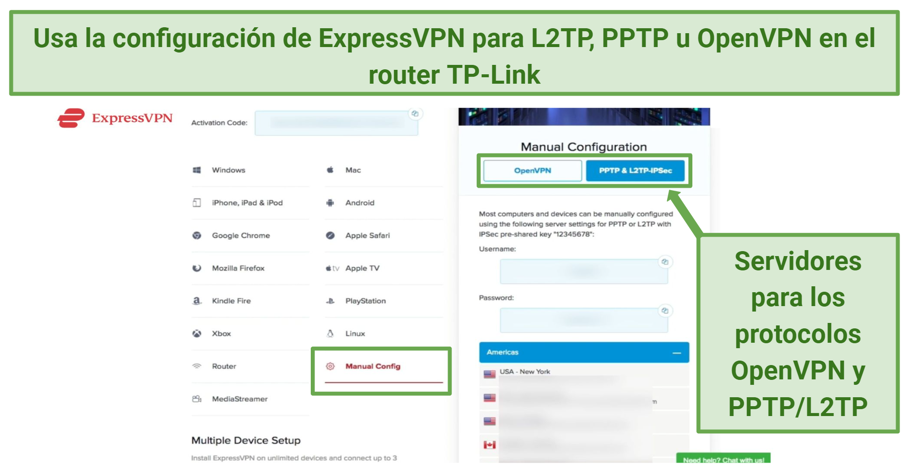 Image of ExpressVPN's OpenVPN and PPTP/IPSec servers for routers