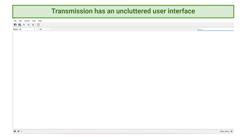 A screenshot showing Transmission has a simple and uncluttered user interface
