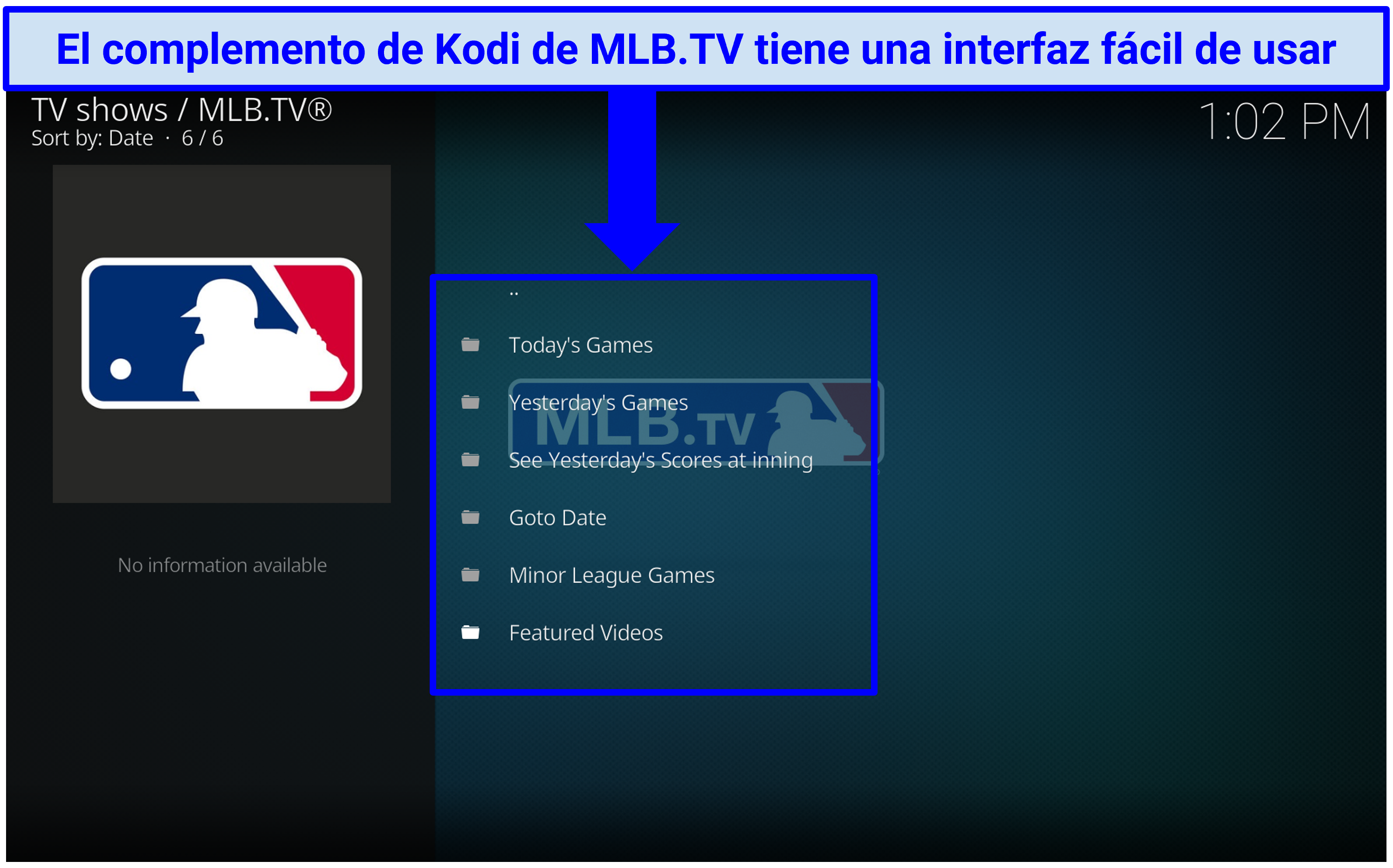 A screenshot showing MLB.TV has a user-friendly interface