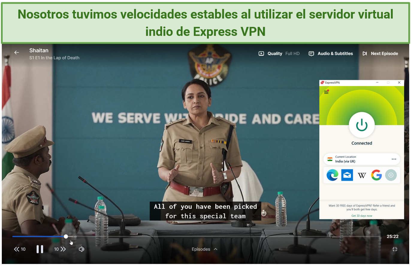 Screenshot of Shaitan streaming on Hotstar India with ExpressVPN connected