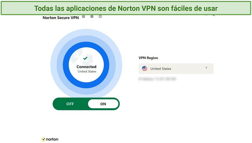 Screenshot of Norton's Windows app showing how it looks when it's connected