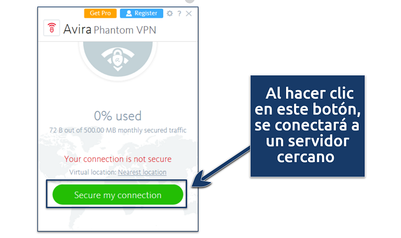 Screenshot showing how to enable Avira Phantom VPN