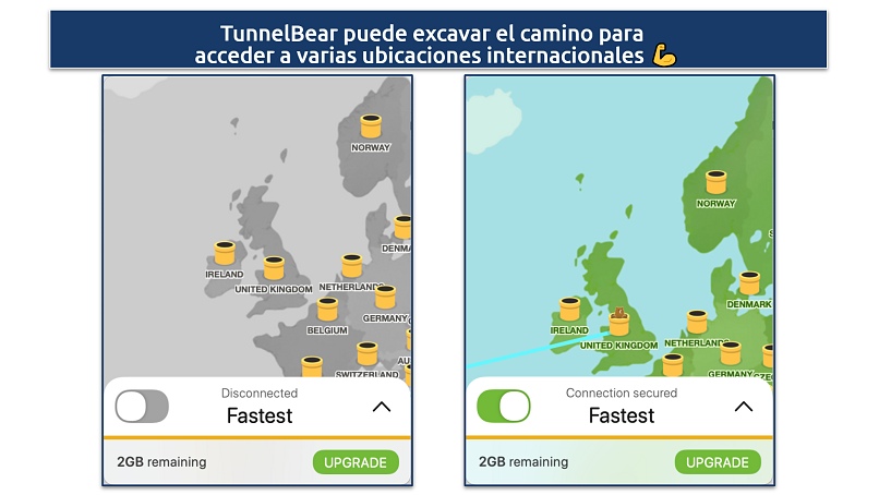 Screenshot of the TunnelBear app connecting to a UK location