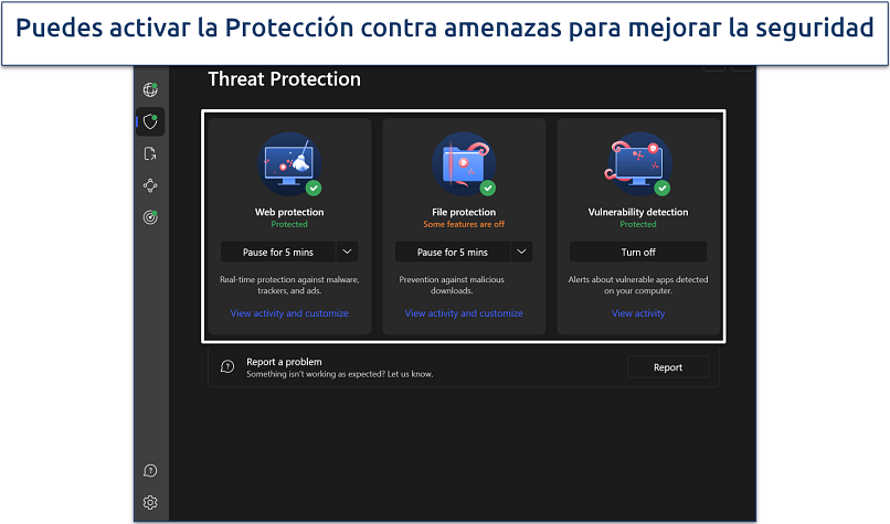 Screenshot of NordVPN's Threat Protection settings