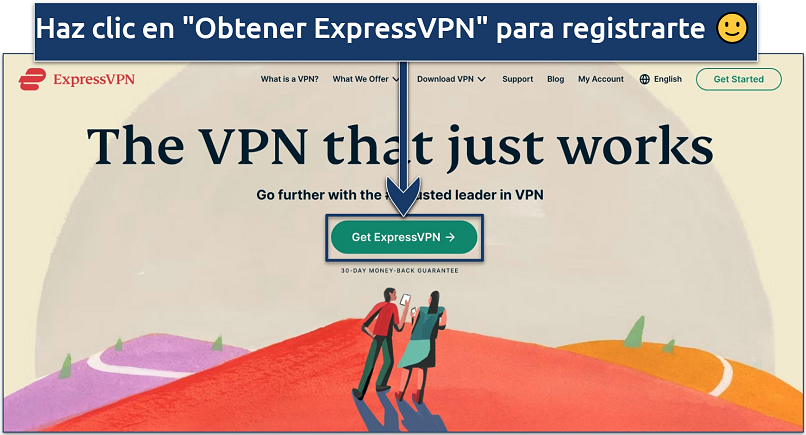 Screenshot showing how to sign up for ExpressVPN