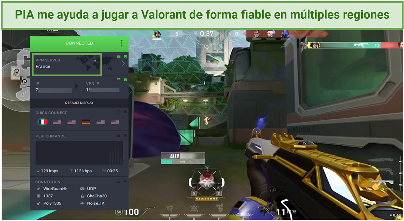 Screenshot of Valorant played via PIA on French server