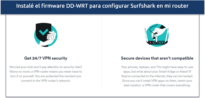 Captura de pantalla sobre la fuerte seguridad VPN de Surfshark en routers