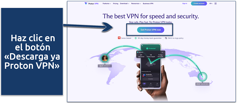 Una captura de pantalla que muestra la página de registro de cuentas de Proton VPN