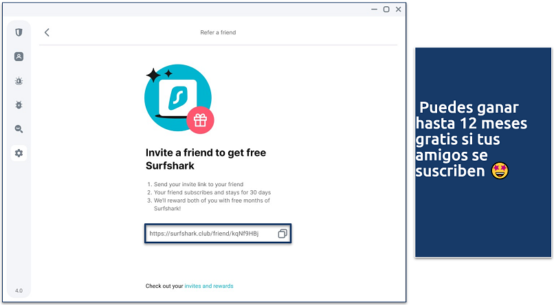 Screenshot of Surfshark's referral program