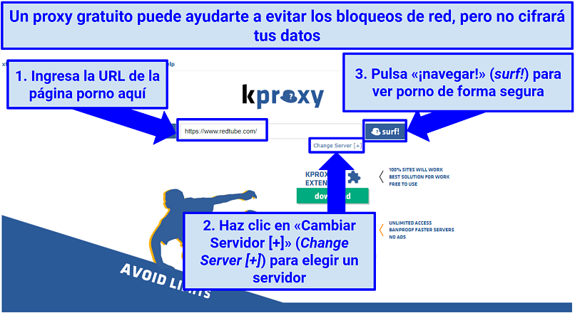 Una captura de pantalla que muestra cómo evitar los bloqueos de redes de pornografía con un proxy