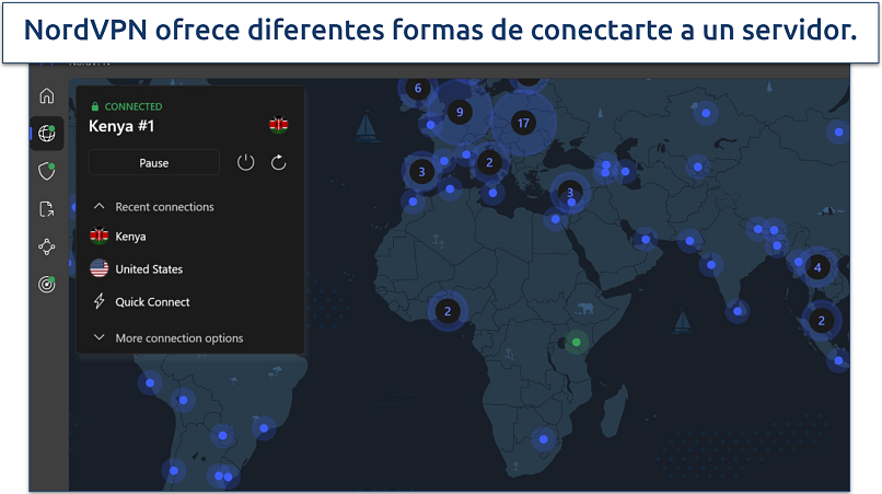 Screenshots of NordVPN connected to a server in the US