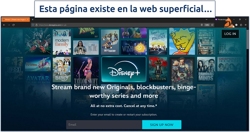 A screenshot of the Disney Plus landing page