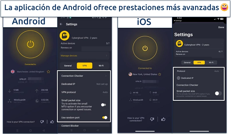 Screenshot of CyberGhost's mobile apps