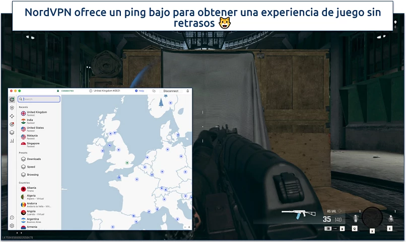 Captura de tela do gameplay de Warzone com o NordVPN conectado
