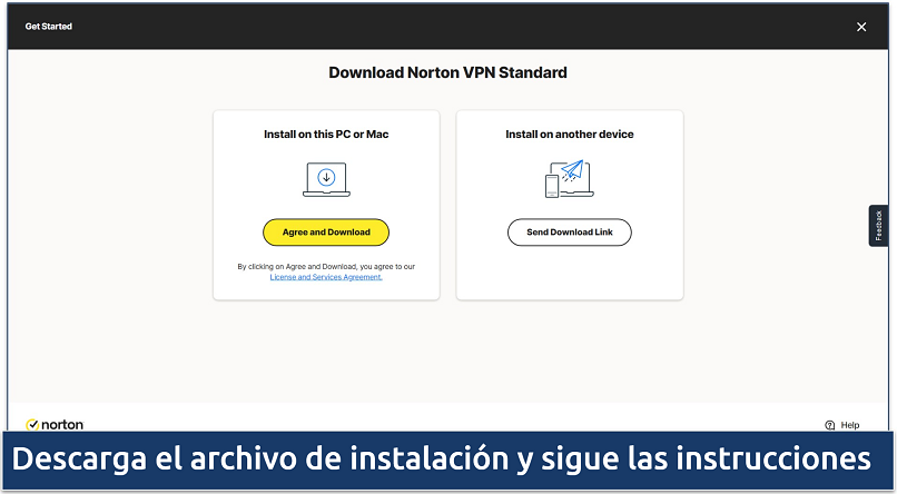 Screenshot of Norton VPN's download page