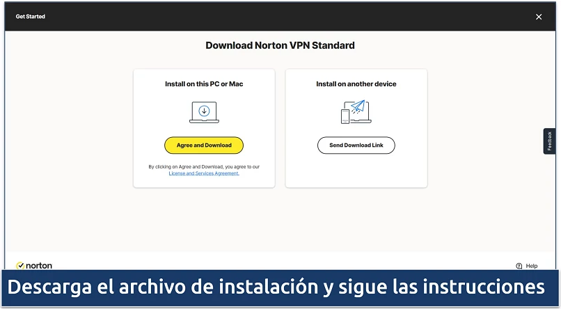 Screenshot of Norton VPN's download page