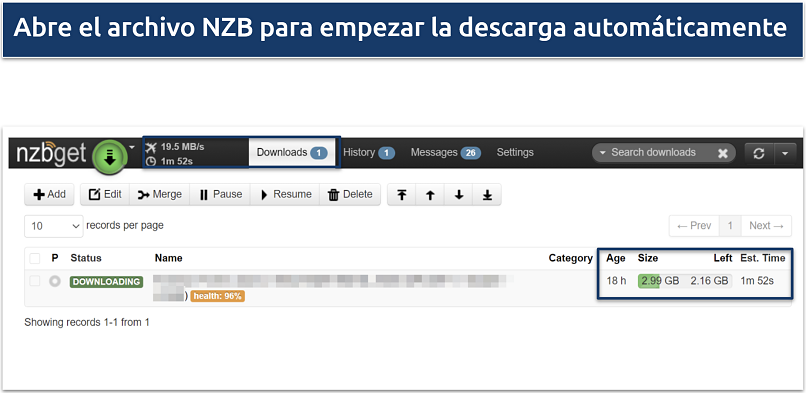 Picture showing file downloading via a Usenet