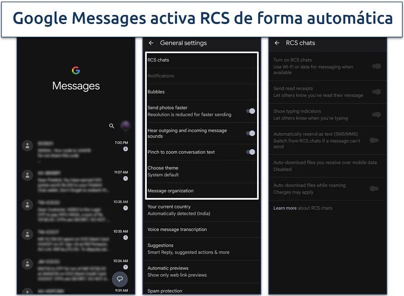 Screenshot of the Google Messages app