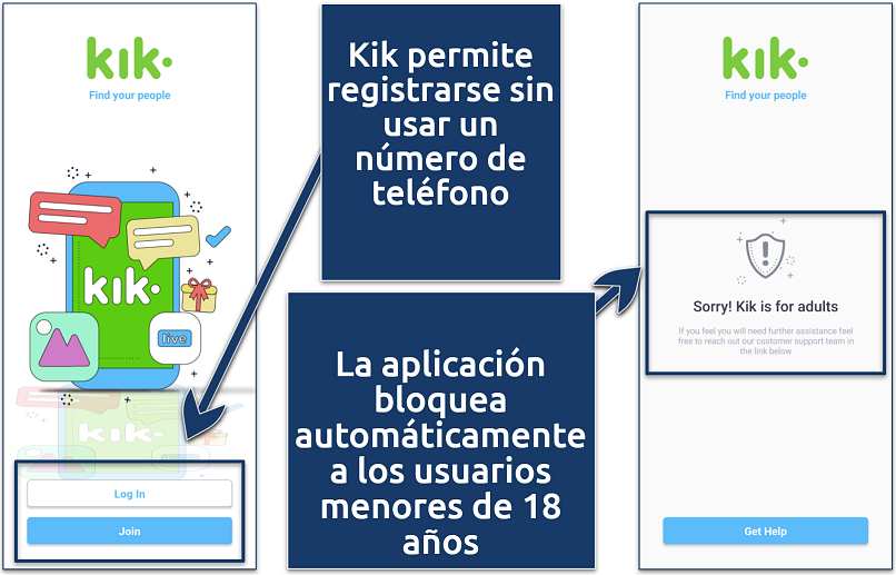Screenshot of the Kik app 