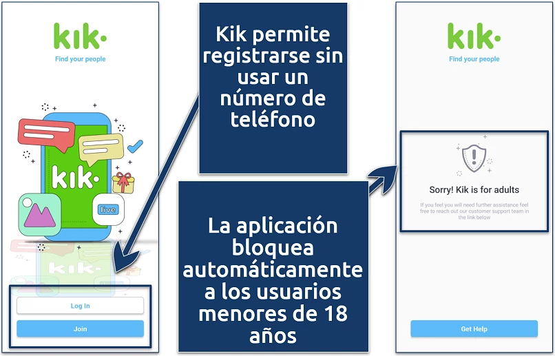 Screenshot of the Kik app 