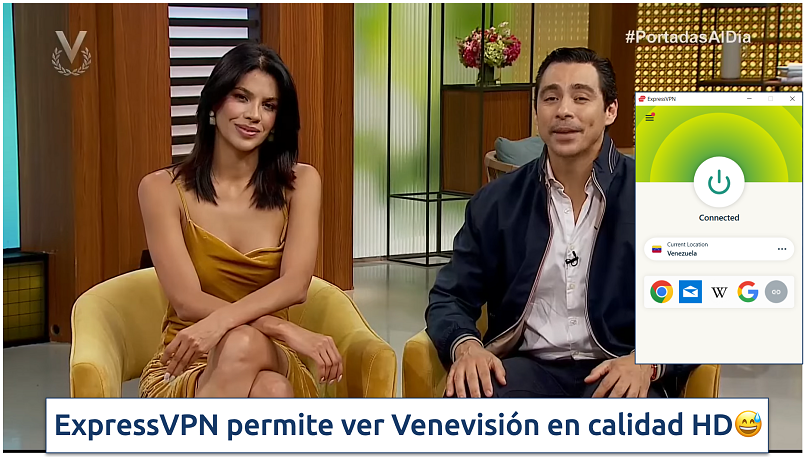 image showing ExpressVPN's Venezuelan server streaming Venevisión