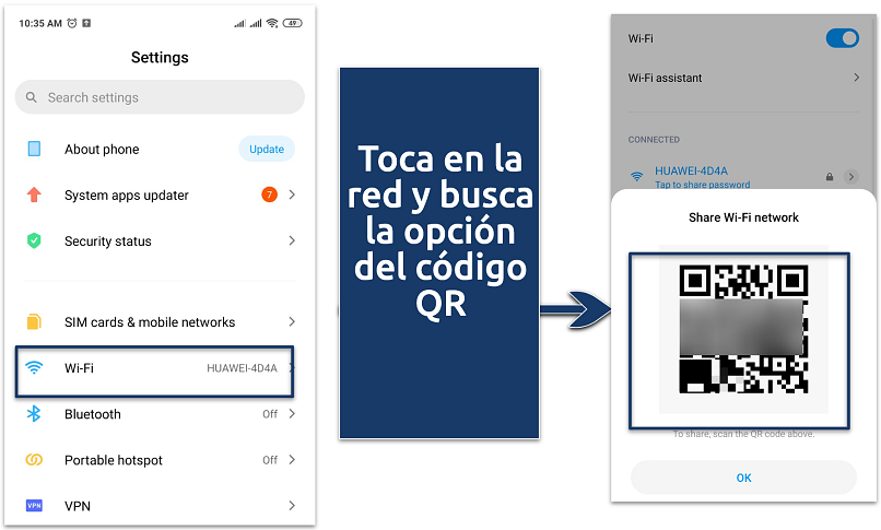 Screenshot of the Android WiFi password QR code example
