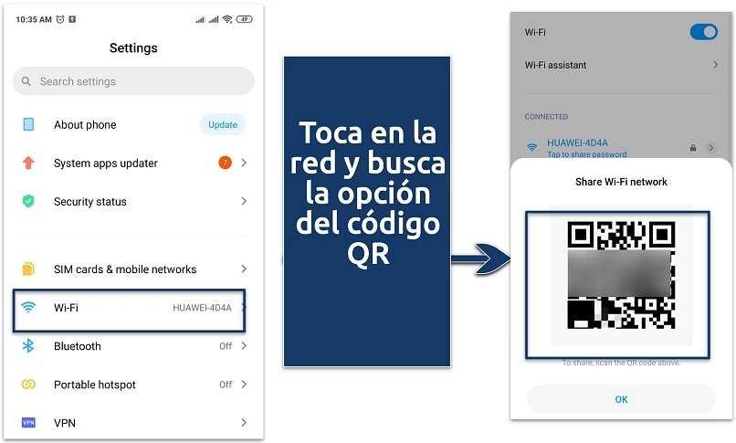 Screenshot of the Android WiFi password QR code example
