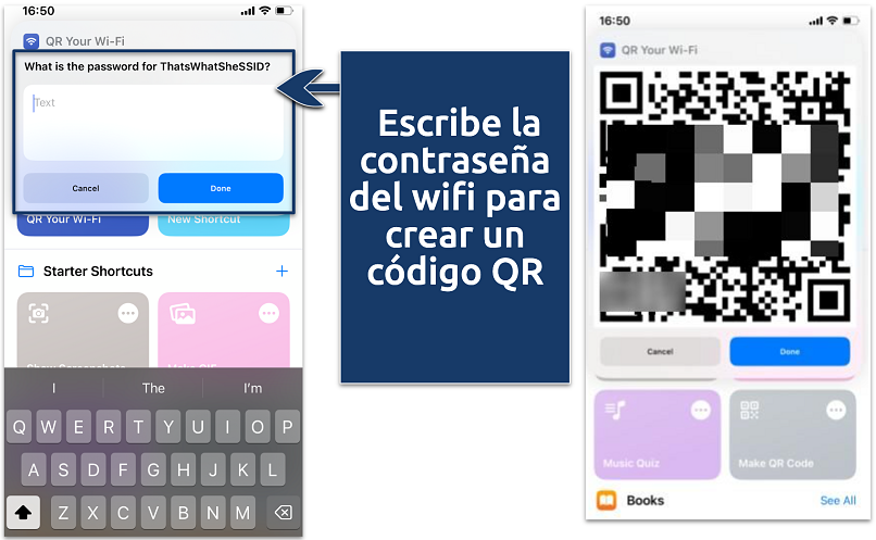 A screenshot showing QR code generated on iPhone