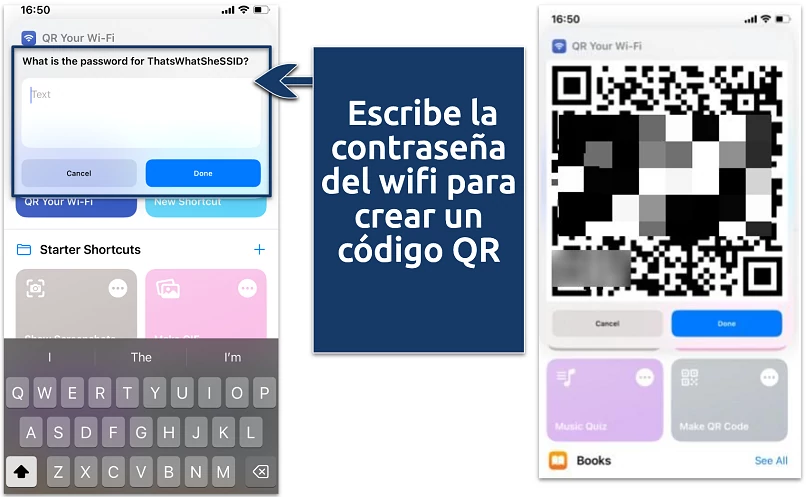 A screenshot showing QR code generated on iPhone