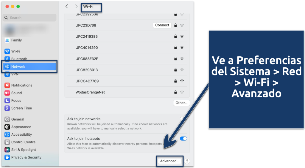 Screenshot of the MacBook System Settings