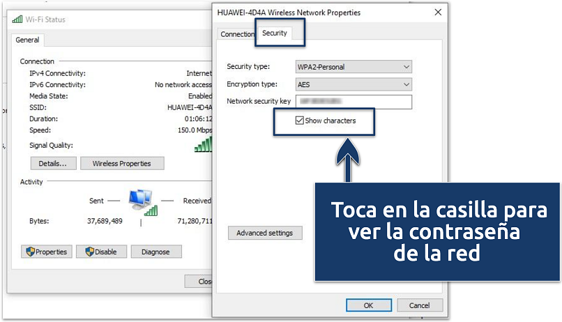 A screenshot of Windows 10 wireless network properties
